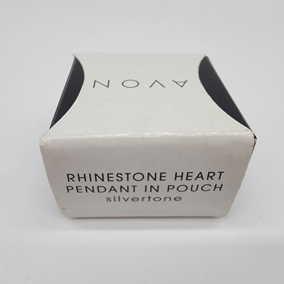 NEW IN BOX 2013 Avon Rhinestone Heart Pendant in Pouch Silver Tone 17-20in‎ NEW - Picture 6 of 6